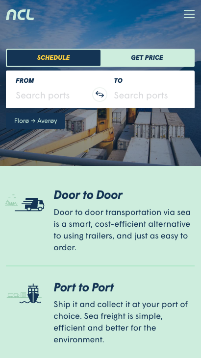 NCL mobile frontpage